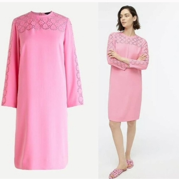 J. Crew Dresses & Skirts - J . Crew Pink Long Sleeve Dress with Lace Detail
